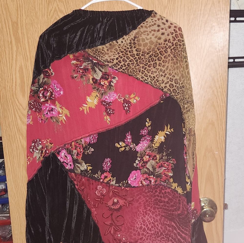 Floral and Animal Print Patchwork Skirt